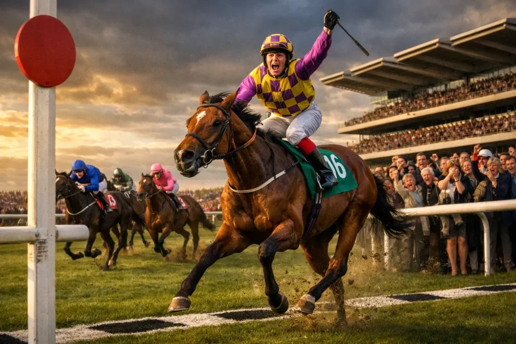 1000 Guineas longshot winner crossing the finish line