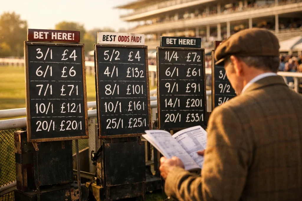 1000 Guineas odds comparison on bookmaker boards at Newmarket
