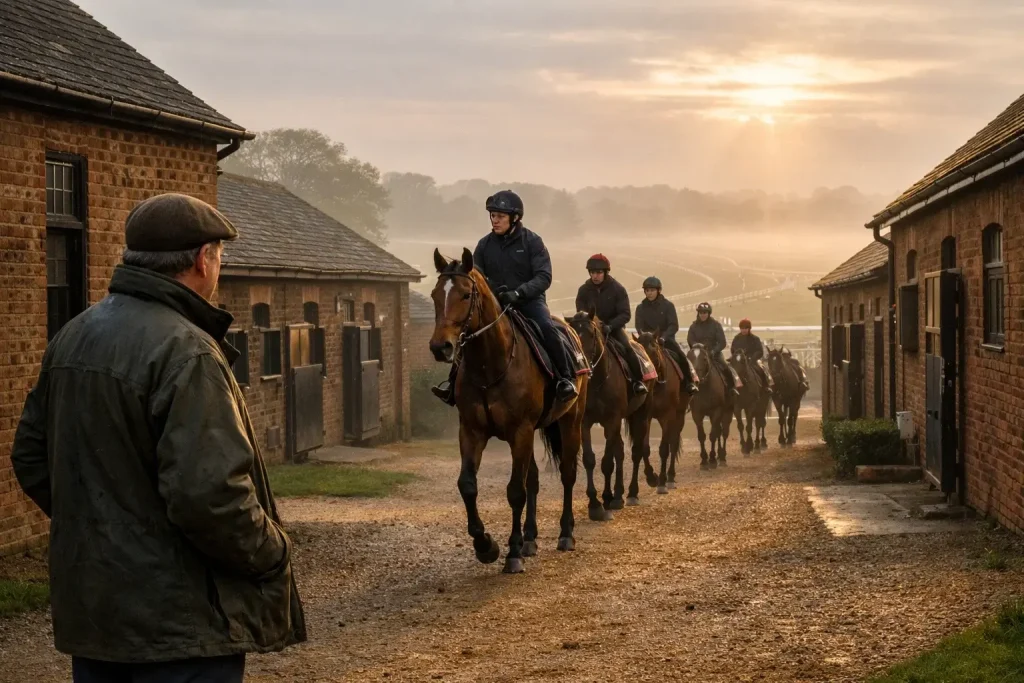 1000 Guineas trainers at Newmarket training yard
