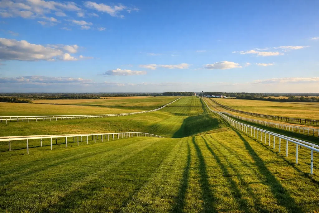 Rowley Mile course at Newmarket showing The Dip